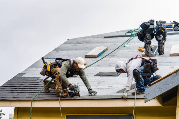 Professional Gutter Installation technician working in Montague, NJ